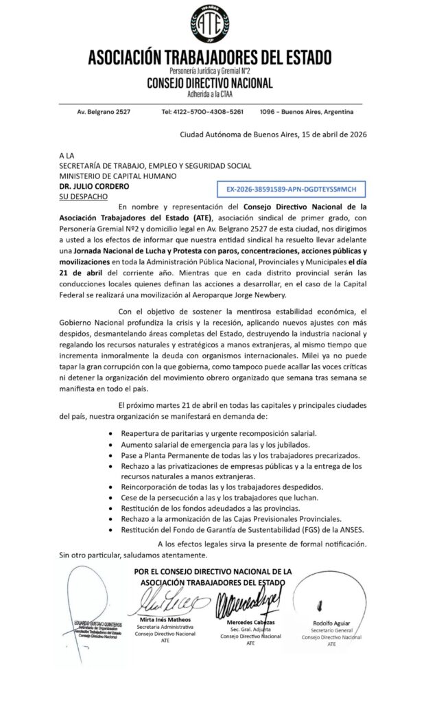 ATE protestará este martes en todos los aeropuertos y no descarta bloquearlos en el marco del Paro Nacional: "La conflictividad va a escalar"