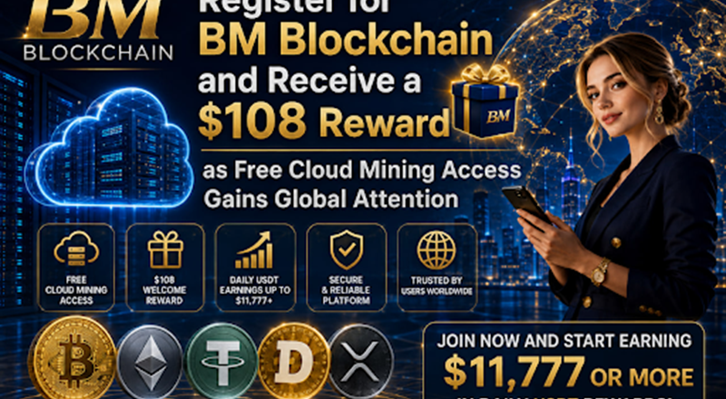 Regístrate ahora y recibe una recompensa de $108! BM Blockchain ofrece a los nuevos usuarios $108 al registrarse. Esto ayuda a los principiantes a probar la minería en la nube sin necesidad de realizar una gran inversión inicial
