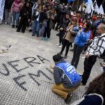 Organizaciones sindicales, sociales y políticas se movilizaron para rechazar a la visita de Georgieva: «Fuera ingleses de Malvinas, fuera FMI de Argentina»