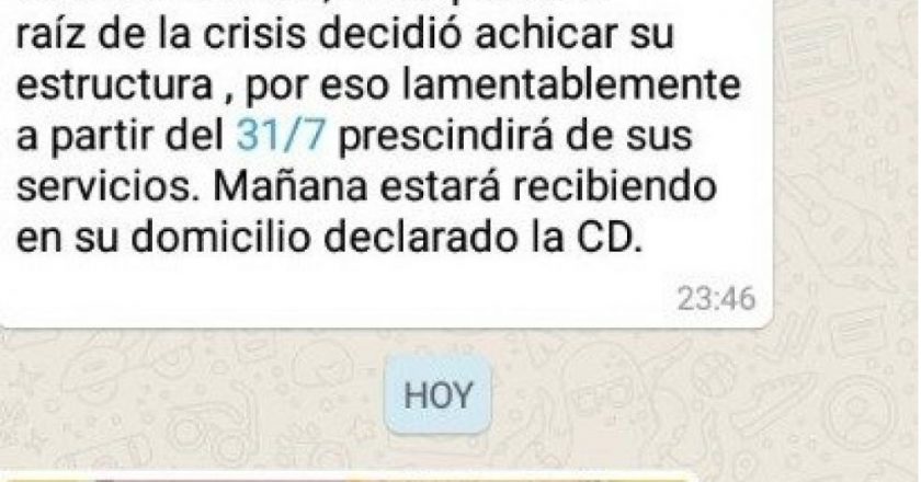 Por la caída de ventas, empresa gráfica despidió a 10 empleados por WhatsApp