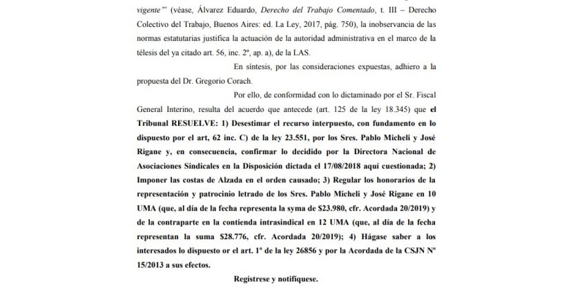 La justicia confirmó que Peidro es el líder de la CTA Autónoma y deja a la intemperie a Micheli