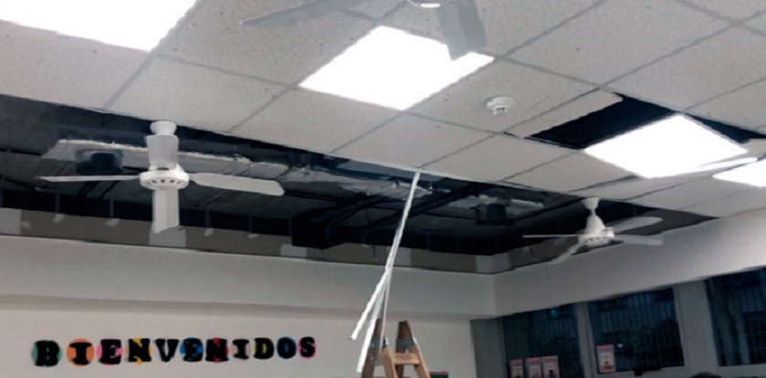 Docentes denunciaron que se cayó el techo de una escuela de Villa 31 que inauguró Larreta en junio