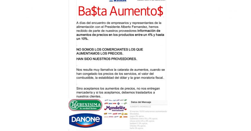 La Unión de Kioskeros advierte que recibió aumentos en alimentos y bebidas de hasta el 10%