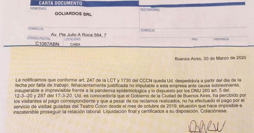 En el pico de la crisis, el Teatro Colón despidió a 25 guías tercerizados