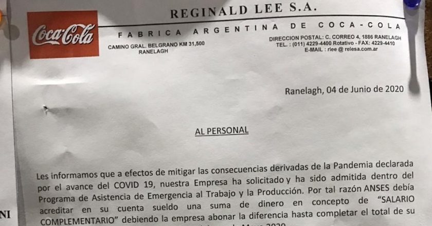 Coca Cola se incorporó al ATP y el Estado pagará una porción de sus salarios