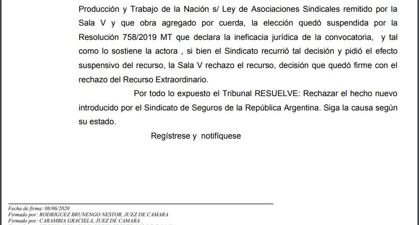 La justicia rechazó el certificado provisorio que había conseguido Sola y crece la incertidumbre sobre el futuro del gremio del Seguro