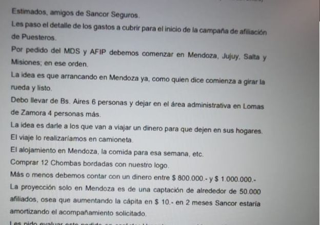 Gremio amarillo le pide un millón de pesos a una aseguradora y le promete, a cambio, un negocio multimillonario