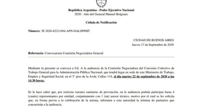 Ya hay convocatoria formal para retomar la paritaria del sector público