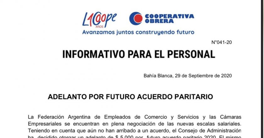 Para evitar que se traslade el conflicto a las sucursales, supermercado paga un bono a cuenta de la paritaria de Comercio