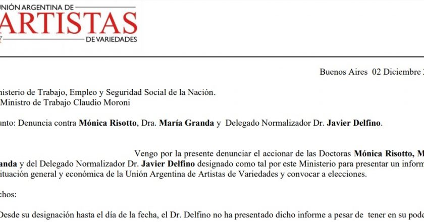 Intervención del gremio de artistas deriva en una denuncia que golpea de lleno a Mónica Rissotto